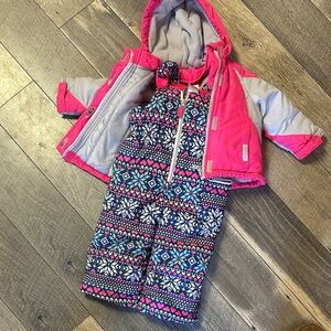 Carter's Pink and Blue Puffer Jacket and Snowsuit Set
